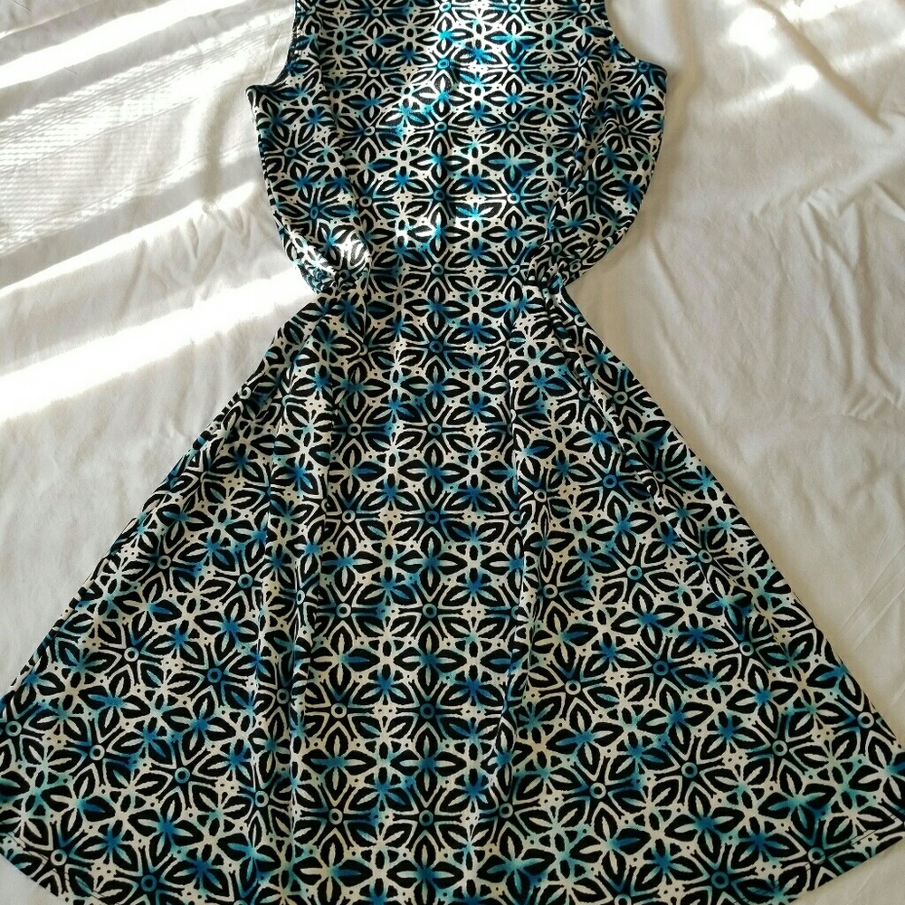 Kasper Knit Studio Cabana Blue Multi slvless dress